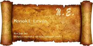 Monoki Ervin névjegykártya